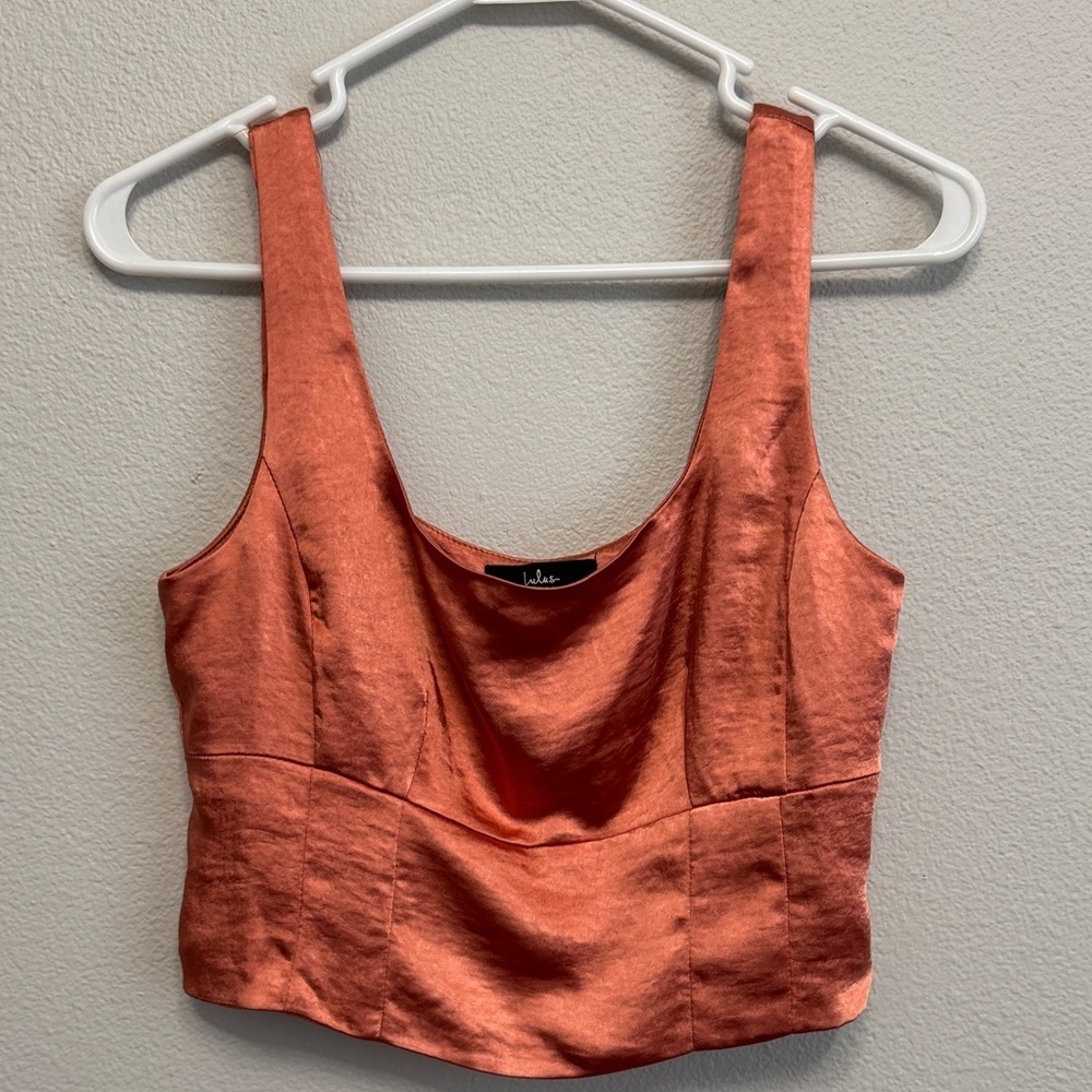 Lulu's Rust Satin Crop Tank